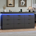 Black 9 Drawer Wood Dresser B2291
