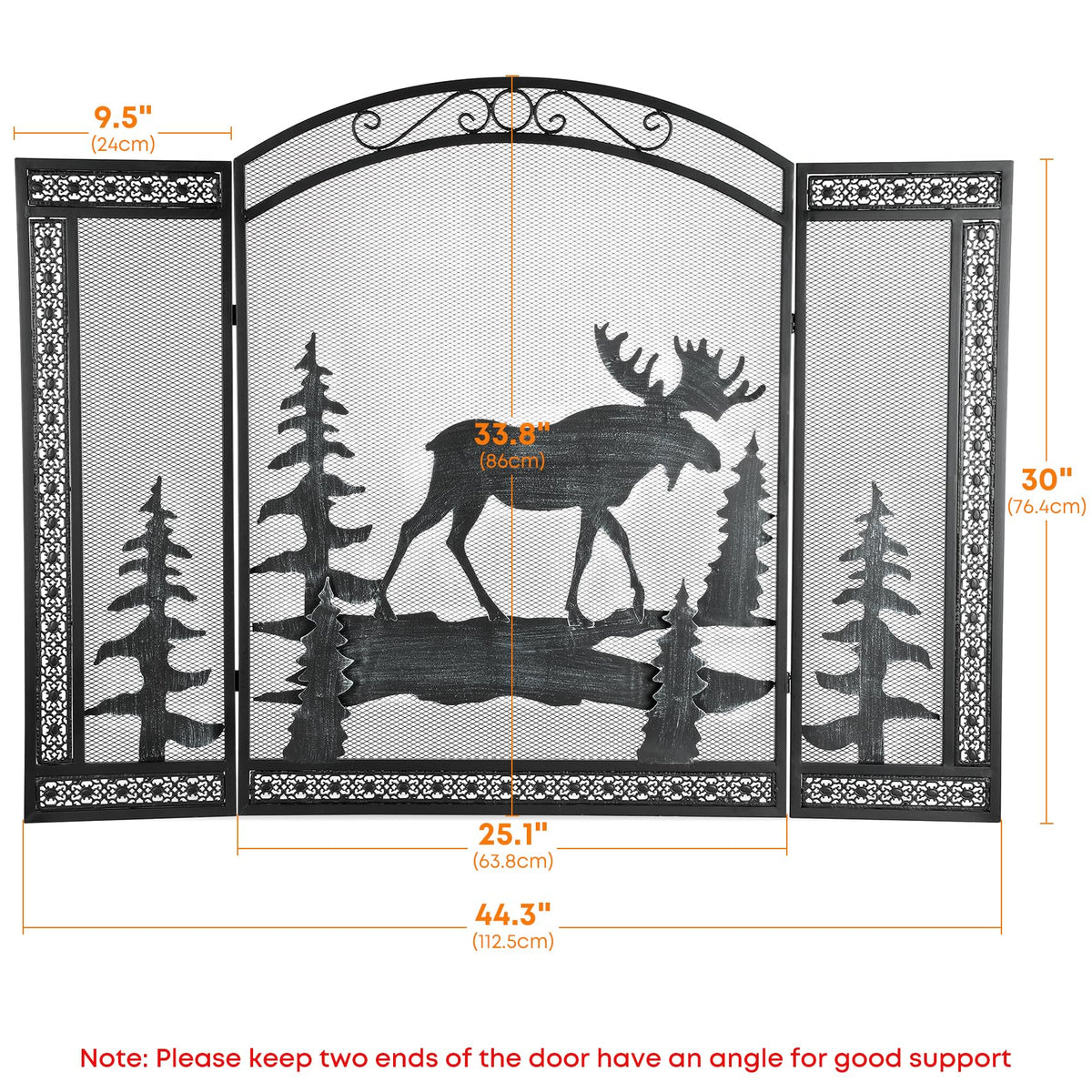 3 Panel Fireplace Screen with Guard Grate D50099