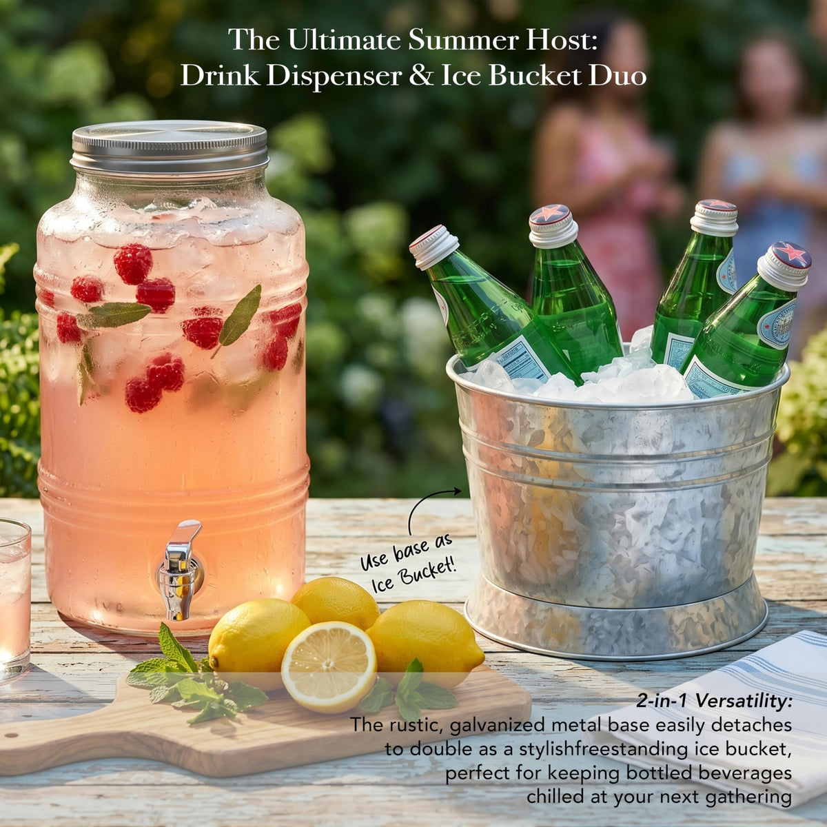 Glass Beverage Dispenser with Metal Stand E1977
