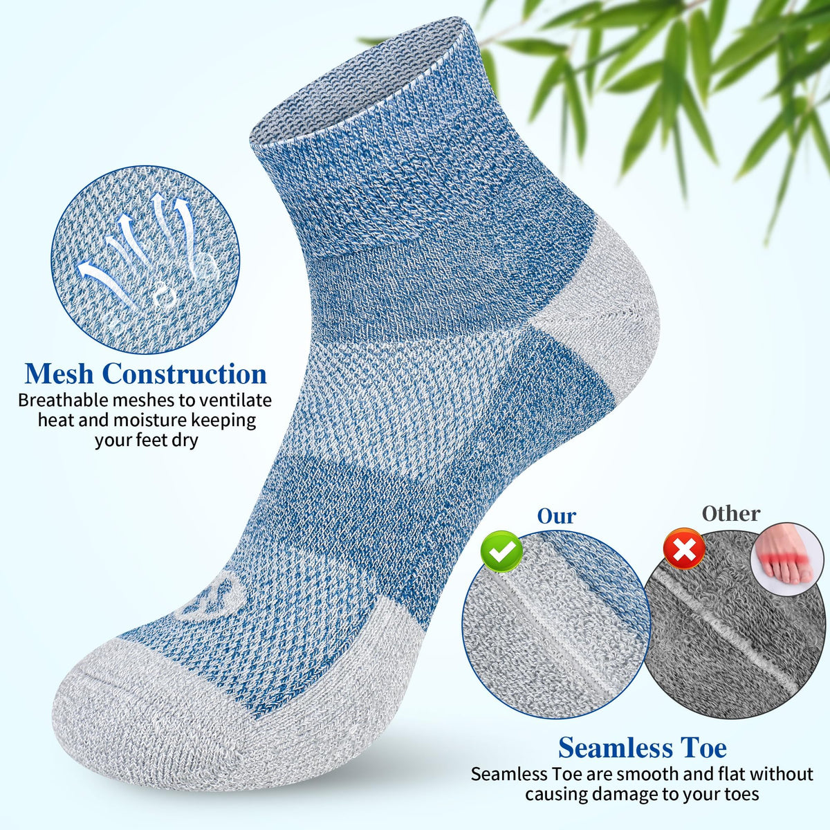 Diabetic Ankle & Low Cut Socks, 6 Pairs Y704077