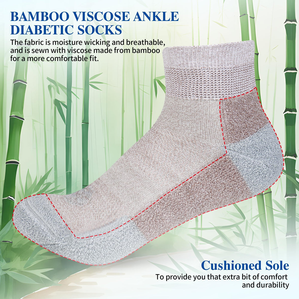 Diabetic Ankle & Low Cut Socks, 6 Pairs Y704077