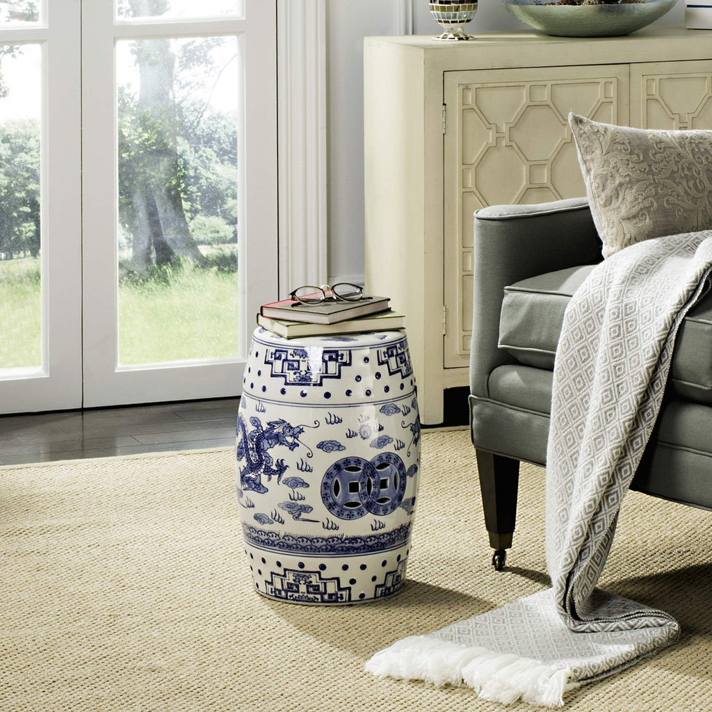 Blue Ceramic Garden Stool F546608