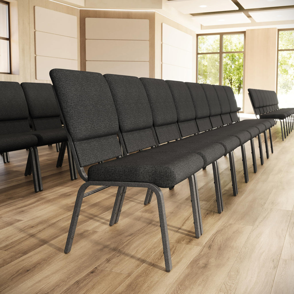 Dark Gray Fabric Stacking Church Chair 4 Pack R127