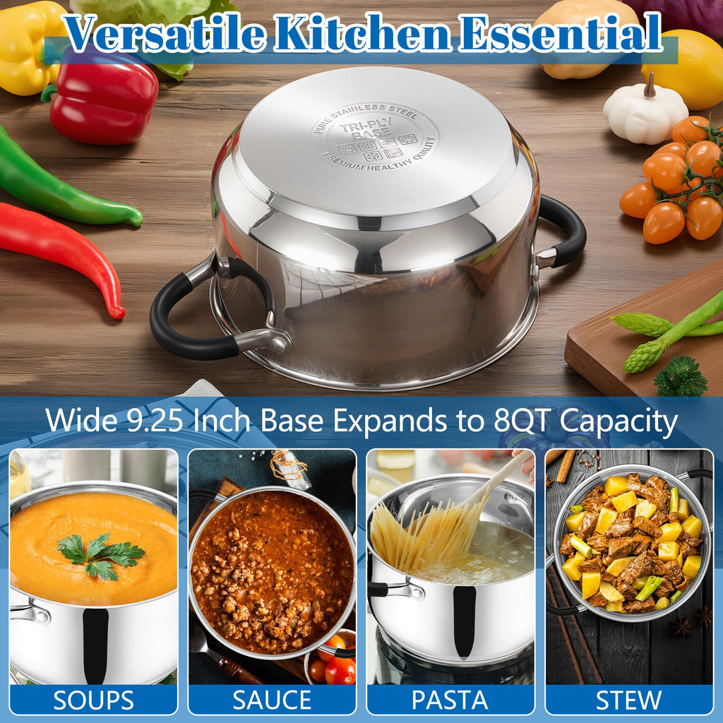 Stainless Steel 8 Quart Stock Pot with Glass Lid J88074