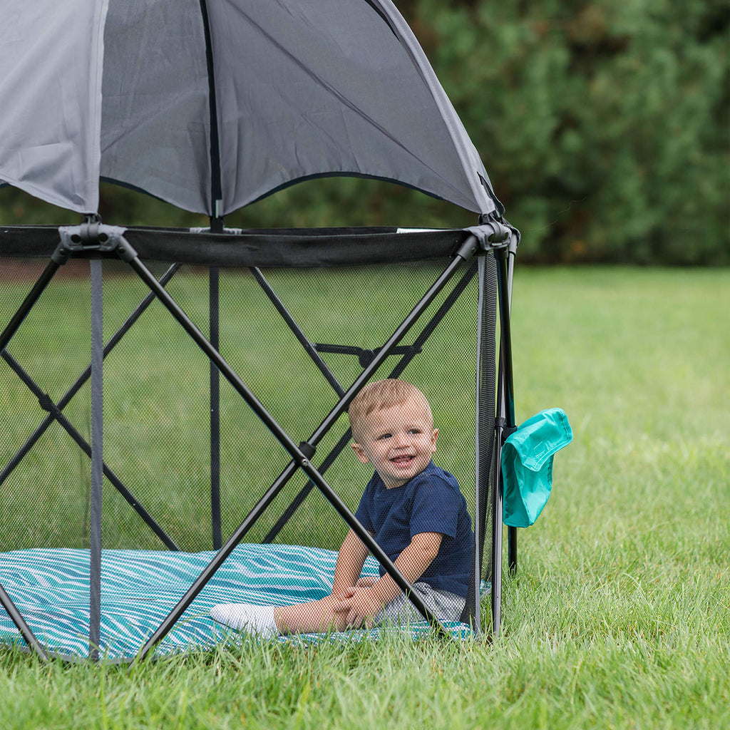 Baby Delight Go with Me Eclipse Deluxe Playard, Watercolor Stripe Base → Watercolor Stripe Playard R83661