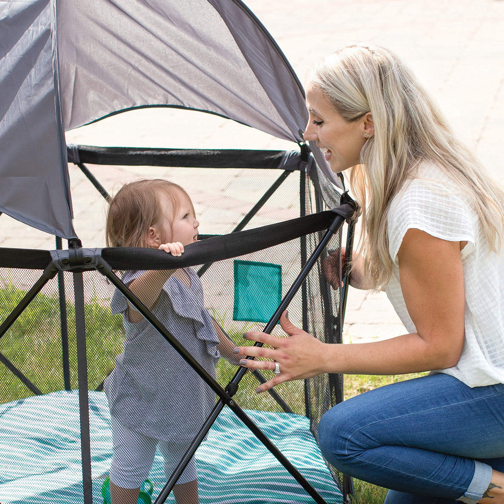 Baby Delight Go with Me Eclipse Deluxe Playard, Watercolor Stripe Base → Watercolor Stripe Playard R83661